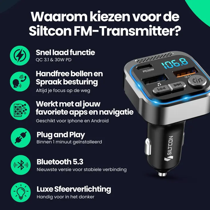 FM Transmitter - Bluetooth - USB-C 30W