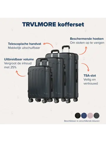 TRVLMORE Kofferset - 3 Delig - 45L