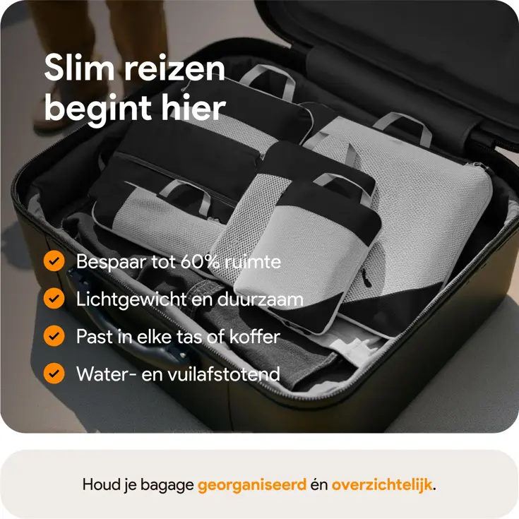 Packing cubes compressie set – 6-delig – Zwart