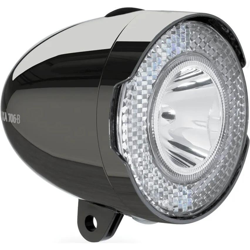 Axa  koplamp 706 15 lux batt dark chrome  Zilver main product image