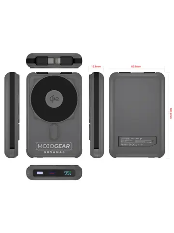 NovaMag Qi2 Powerbank 10.000mAh — Grijs