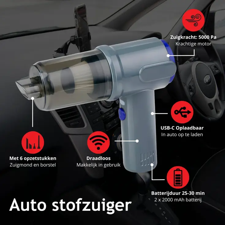 Auto Stofzuiger Draadloos 36W