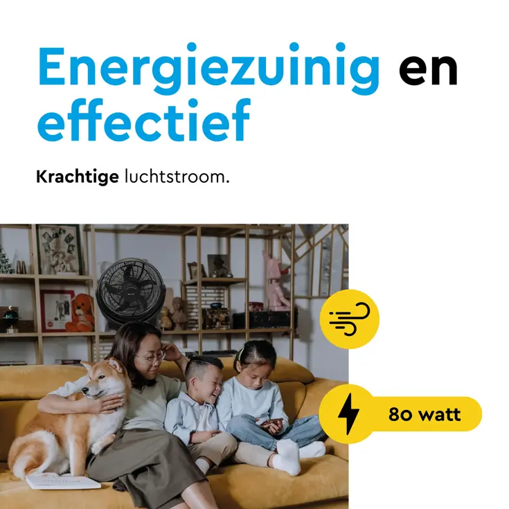 Vloerventilator 50 cm – 3 snelheden – kantelbaar