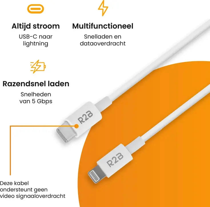 USB-C naar Lightning Kabel - 2 Meter