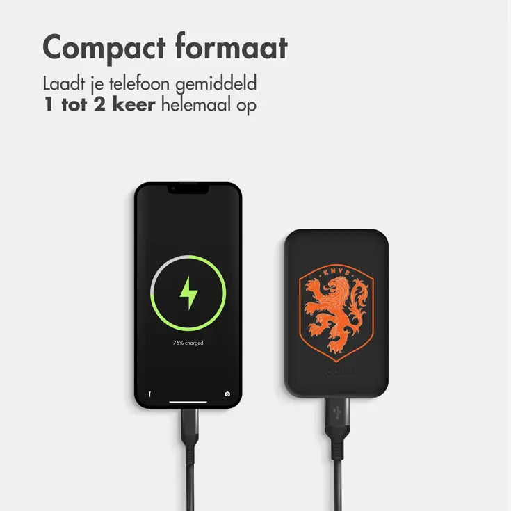 KNVB Powerbank 10.000 mAh met geïntegreerde kabels