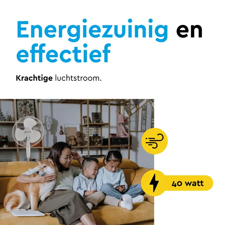 Statiefventilator 40 cm – verstelbaar – 3 standen