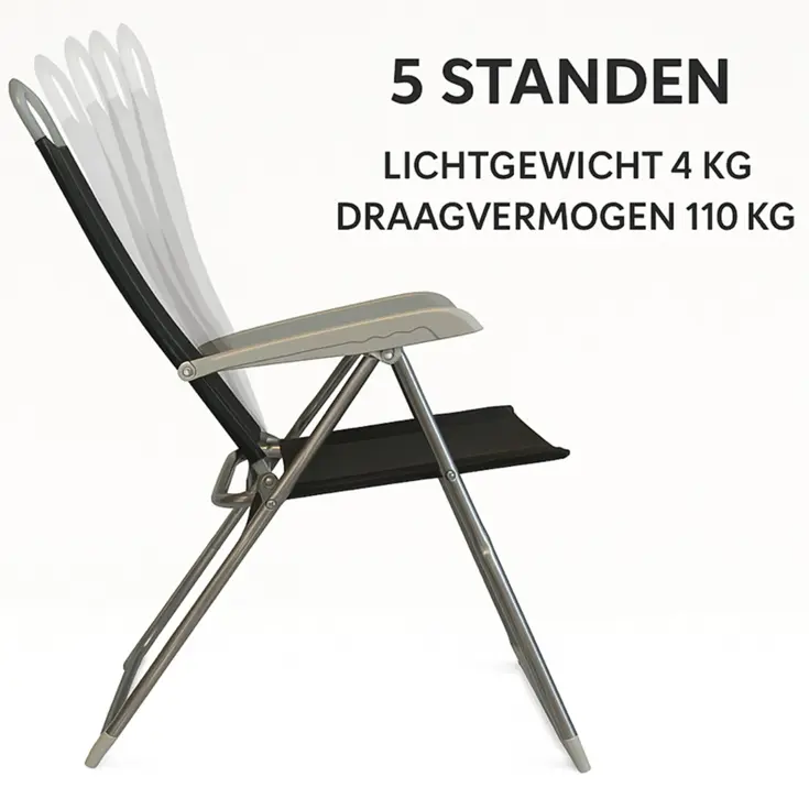 Campingstoelen 4x - Verstelbaar -