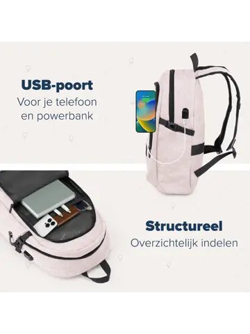 Rugtas – 25L – 15,6Inch – Roze