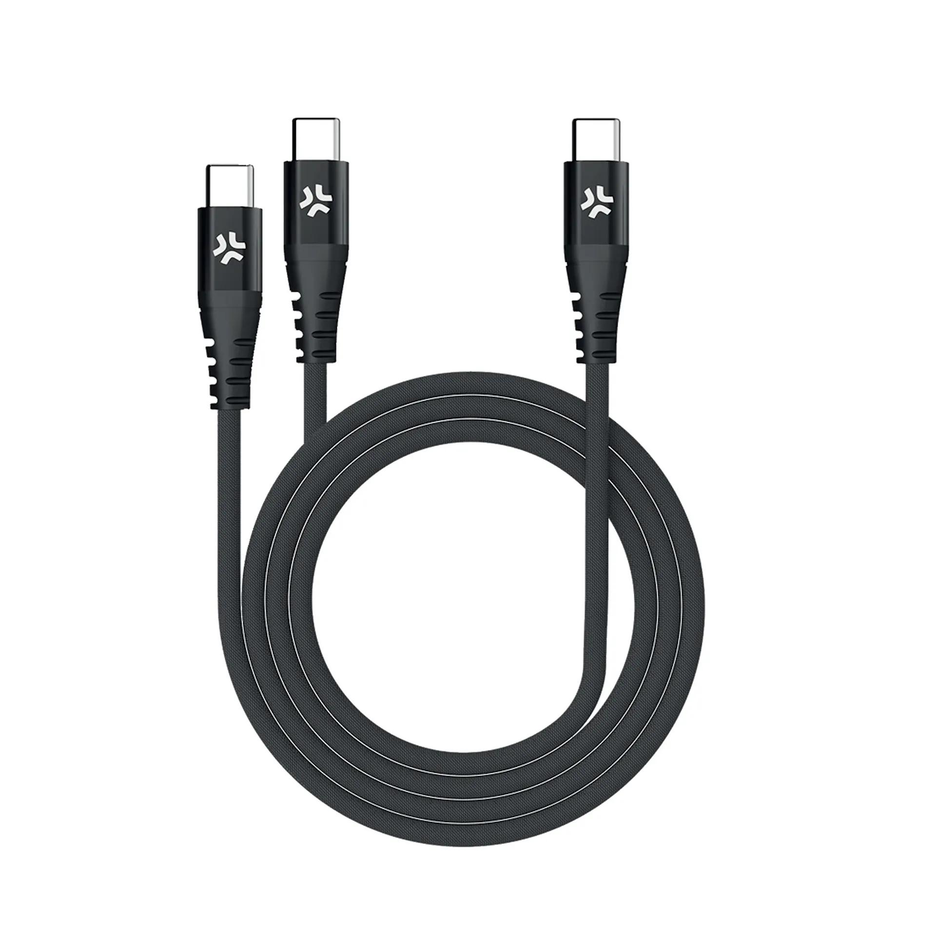 Celly  USB-C naar dubbele USB-C Kabel  Zwart main product image