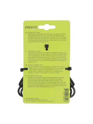 Spiraalslot 150 cm, 4 mm diameter, 2 sleutels