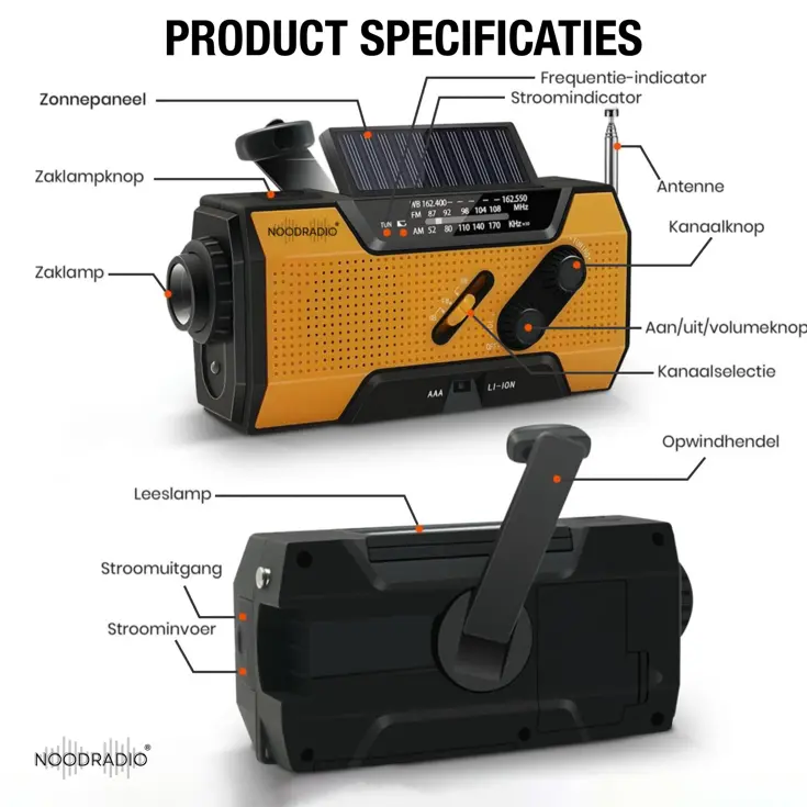 Noodradio® Solar Opwindbaar Met Batterijen