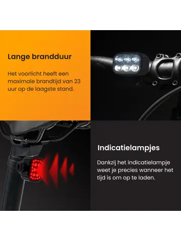 Fietslicht voor en achter USB-C Opladen