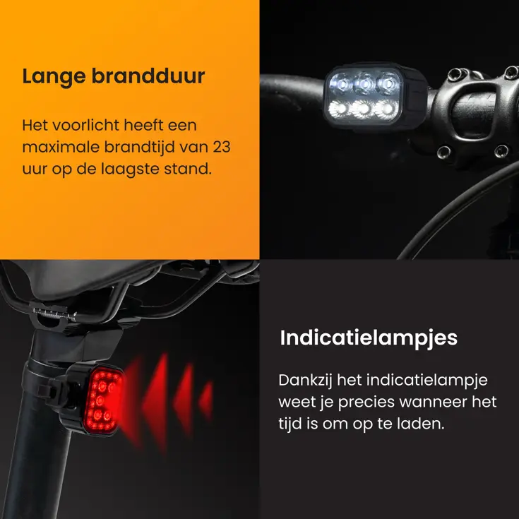 Fietslicht voor en achter USB-C Opladen