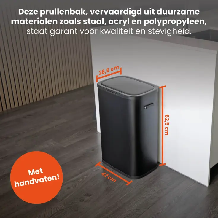 Prullenbak met Drukdeksel - 55 Liter