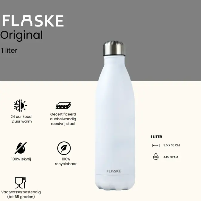 FLASKE 1 liter RVS Drinkfles