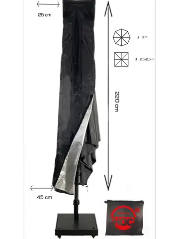 Zweefparasol hoes 220x25x45 cm - Green