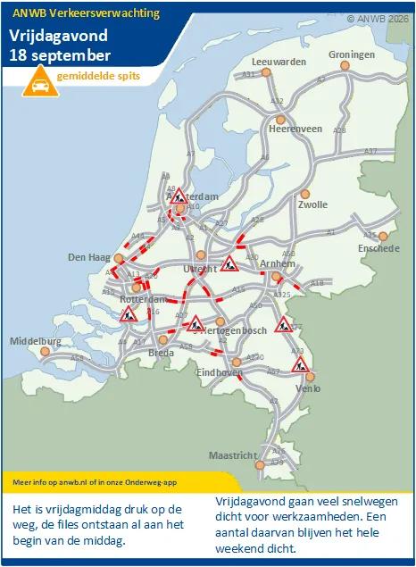 Vrijdagmiddag een gemiddelde spits.