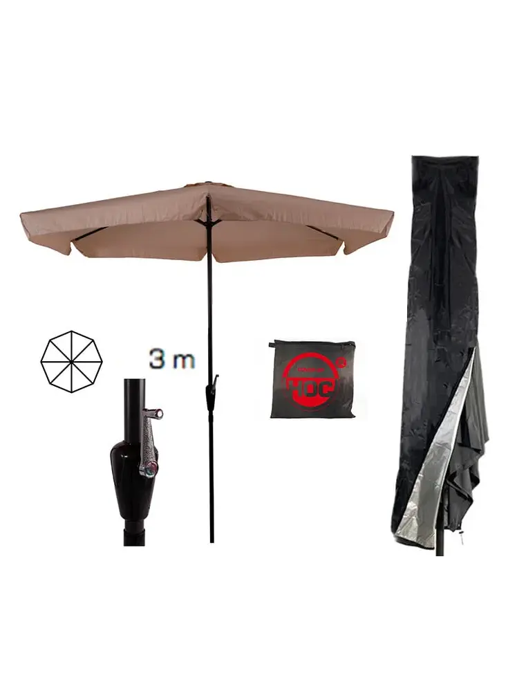CUHOC Parasol Ecru 3m + Redlabel Parasolhoes