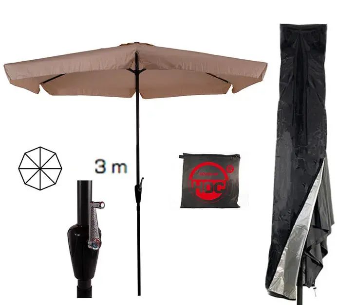CUHOC Parasol Ecru 3m + Redlabel Parasolhoes