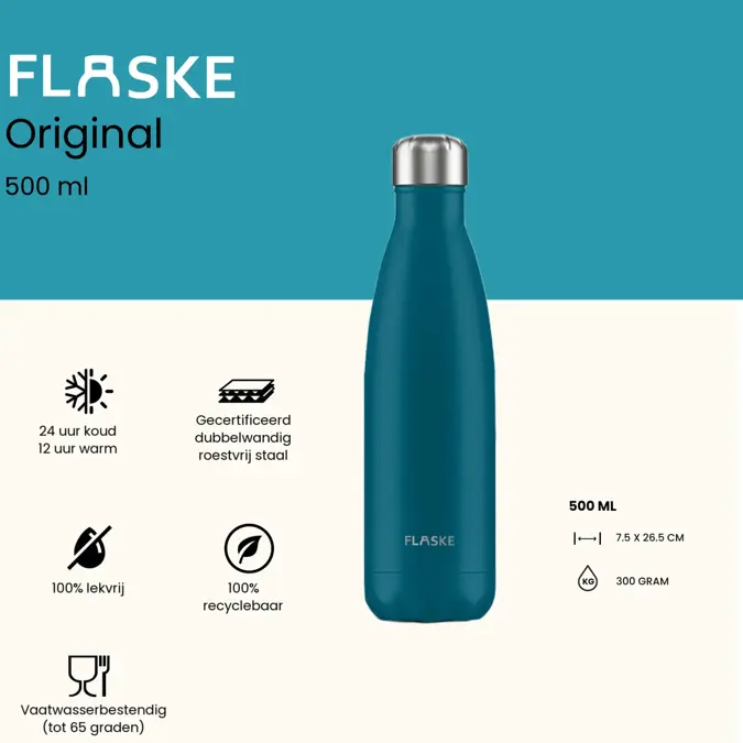 FLASKE 500 ml  RVS Drinkfles