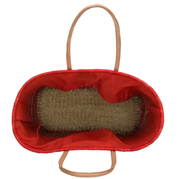 Bozaka- Rieten Mand - Strandtas - aansnoerkoord