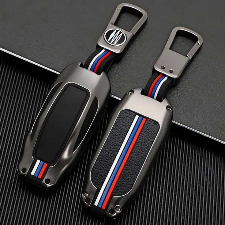 Metalen Sleutelhoesje voor Tesla Model X grijs B
