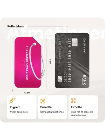 Aluminium Bagagelabel – 2 stuks – Roze