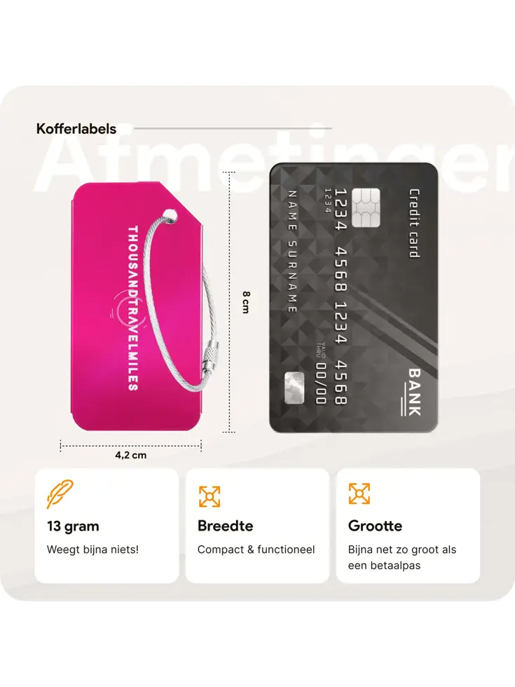 Aluminium Bagagelabel – 2 stuks – Roze