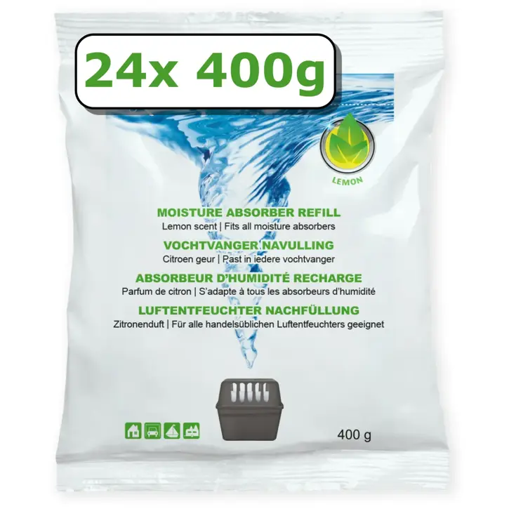 Vochtvanger navulling - 24x - 400 gram - citroen