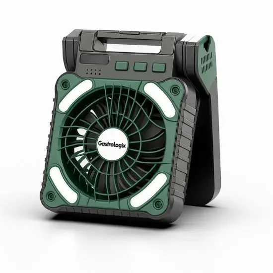 3-in-1 Zonnepaneel Powerbank Ventilator Groen