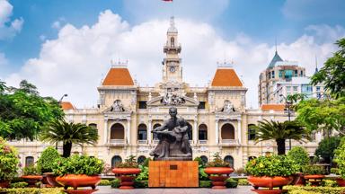 The Ho Chi Minh City Hall, built 1902-1908 in a French colonial style in Ho Chi Minh City (Saigon), Vietnam.