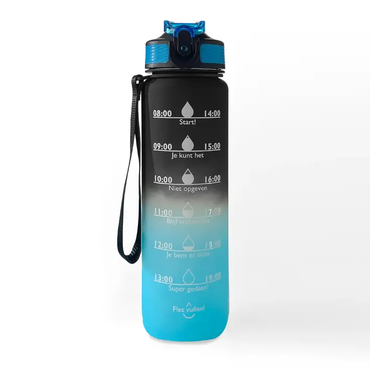 Nederlandse Motivatie Waterfles - Blauw Zwart - 1L