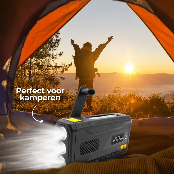 DAB+ Noodradio Zaklamp Solar Powerbank