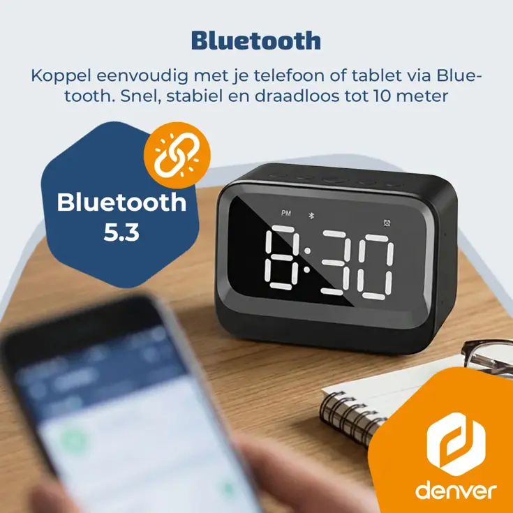 FM Klokradio Bluetooth Dual Alarm