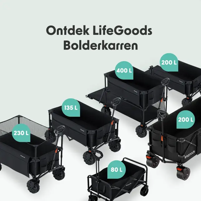 LifeGoods Dubbele Bolderkar – 200KG