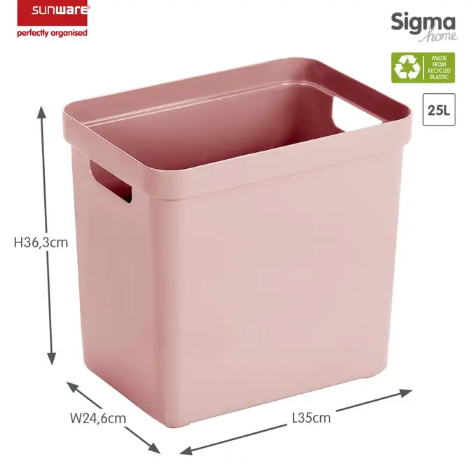 Sigma home - Opbergbox - 25L roze - 4-delig