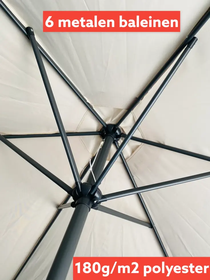 Stokparasol Ecru Ø3m met Volanten