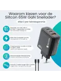 Snellader - 65W - 2x USB-C + USB-A