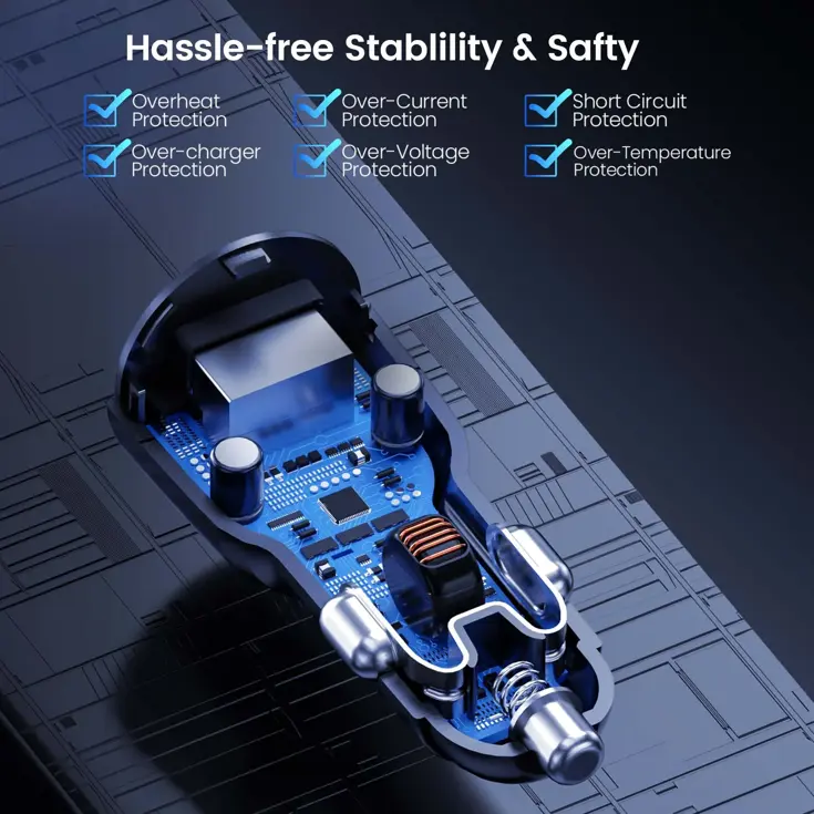 60W Autolader USB-C & USB-A Power Delivery