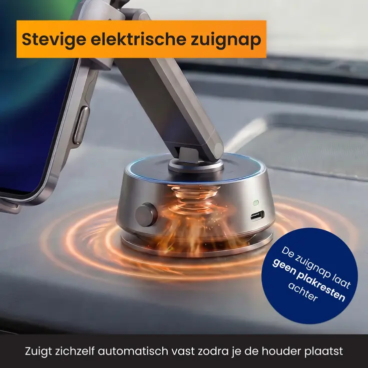 Auto Zuignap met Draadloze Oplader