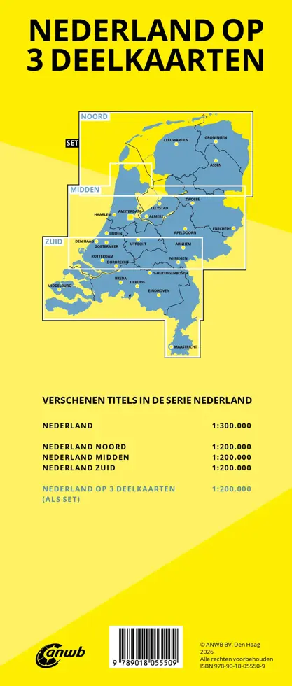 ANWB Wegenkaart Nederland Set Noord-Midden-Zuid