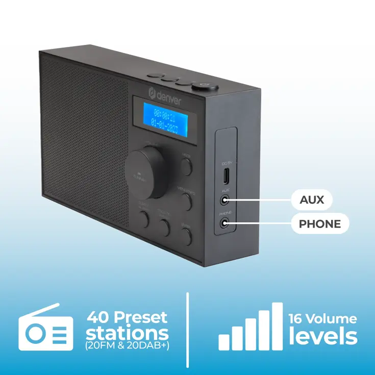 DAB51B DAB+/FM Radio Wekkerfunctie