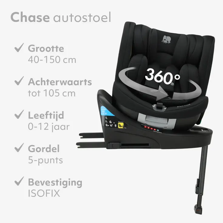 Chase Luxe i-Size Autostoel - Isofix + steunpoot