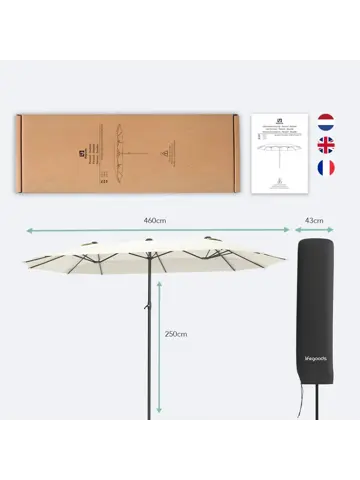 LifeGoods Dubbele Parasol – 270x460cm