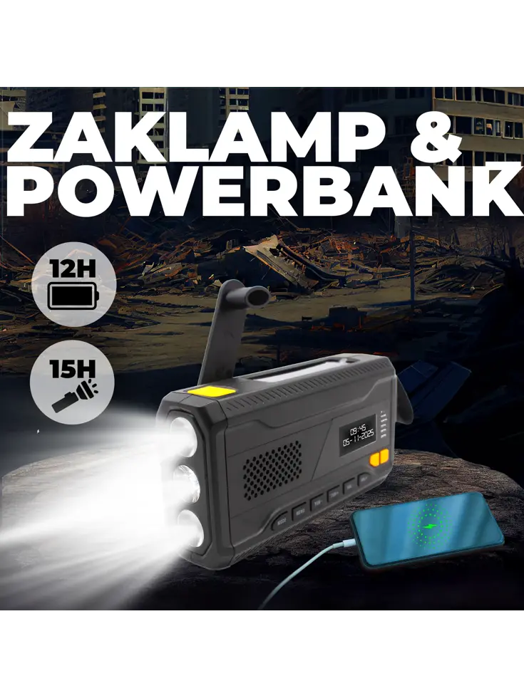 DAB+ Noodradio Zaklamp Solar Powerbank