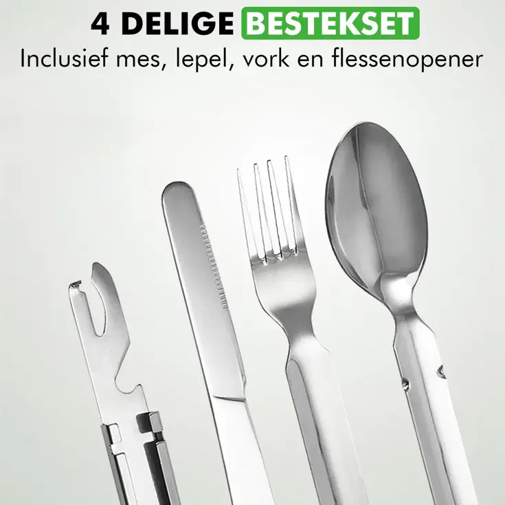 Reisbestek Set – Campingbestek To-Go Zilver