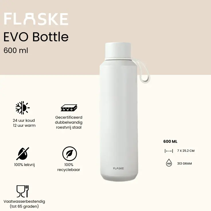 FLASKE 600ML  RVS Drinkfles