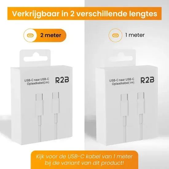 USB-C naar USB-C Kabel - 2 Meter