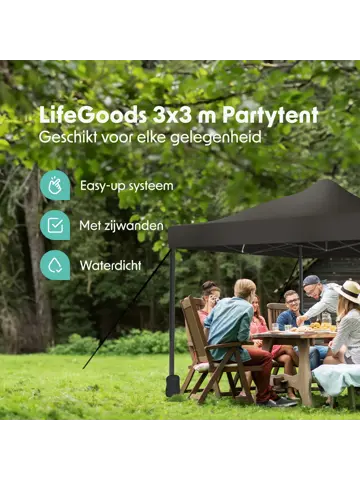 Partytent met Zijwanden – 3x3 m – Antraciet