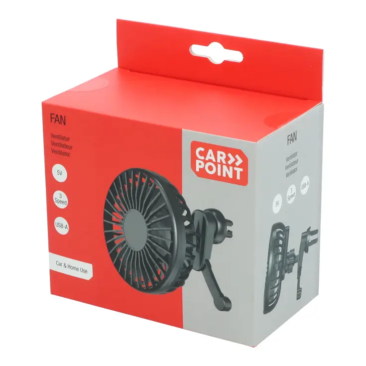 Ventilator voor auto met USB-A aansluiting Ø10,5cm